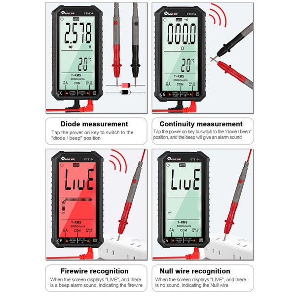 ANENG 4.7-Inch LCD Display 6000 Count AC/DC Digital Multimeter __stock:200 Home Improvement refund_fee:1200 Warranty