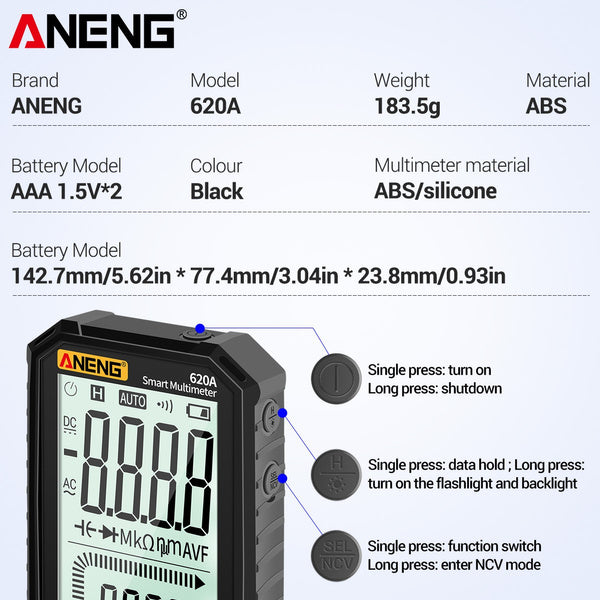 ANENG 4.7-Inch LCD Display 6000 Count AC/DC Digital Multimeter __stock:200 Home Improvement refund_fee:1200 Warranty