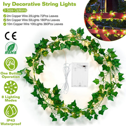 Artificial Ivy Leaves String Lights __stock:50 Low stock Outdoor Lighting refund_fee:800 Warranty