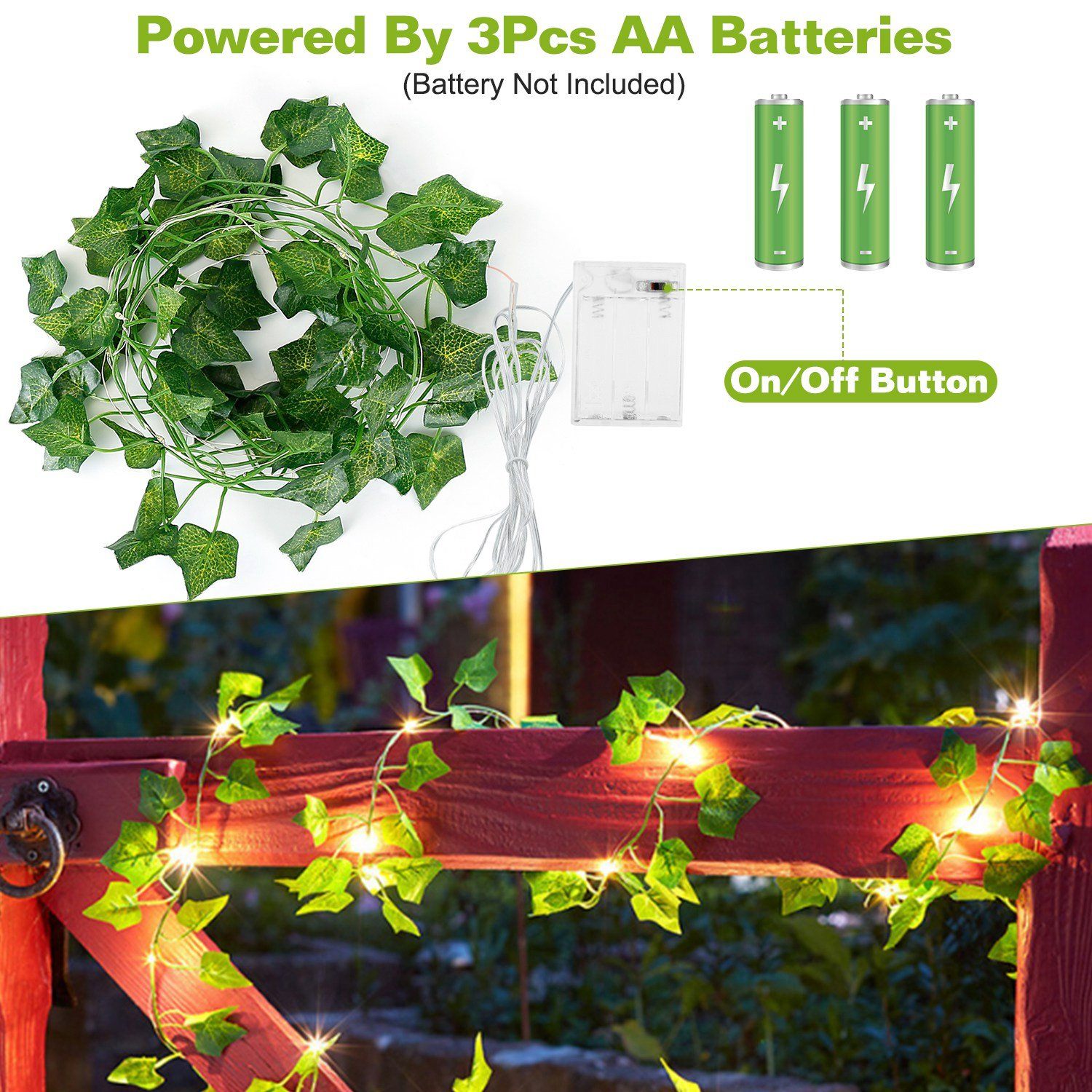 Artificial Ivy Leaves String Lights __stock:50 Low stock Outdoor Lighting refund_fee:800 Warranty