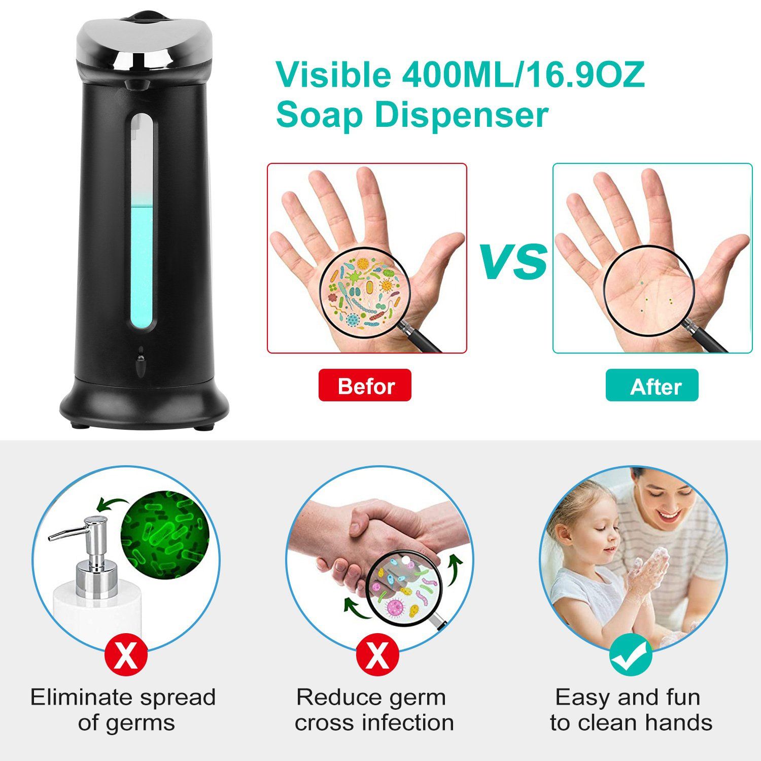 Automatic Soap Dispenser 400 ML/16.9 Oz Kitchen & Dining refund_fee:800 Warranty