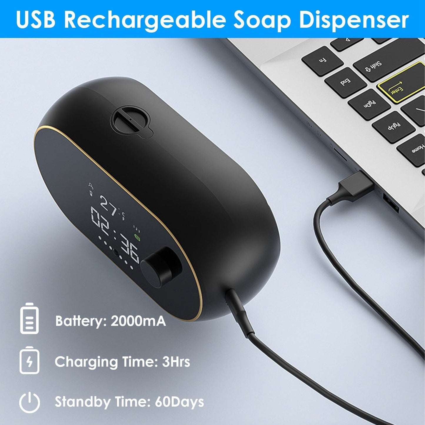 Automatic Soap Dispenser Wall Mounted Hand Free with Clock Temperature __stock:50 Bath Low stock refund_fee:1800 Warranty