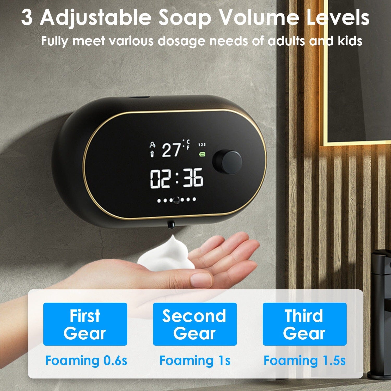 Automatic Soap Dispenser Wall Mounted Hand Free with Clock Temperature __stock:50 Bath Low stock refund_fee:1800 Warranty