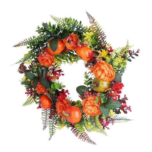 Autumn Wreath with Pumpkin Mixed Leaves Berries Flower Fall __stock:50 Holiday Decor & Apparel refund_fee:1200