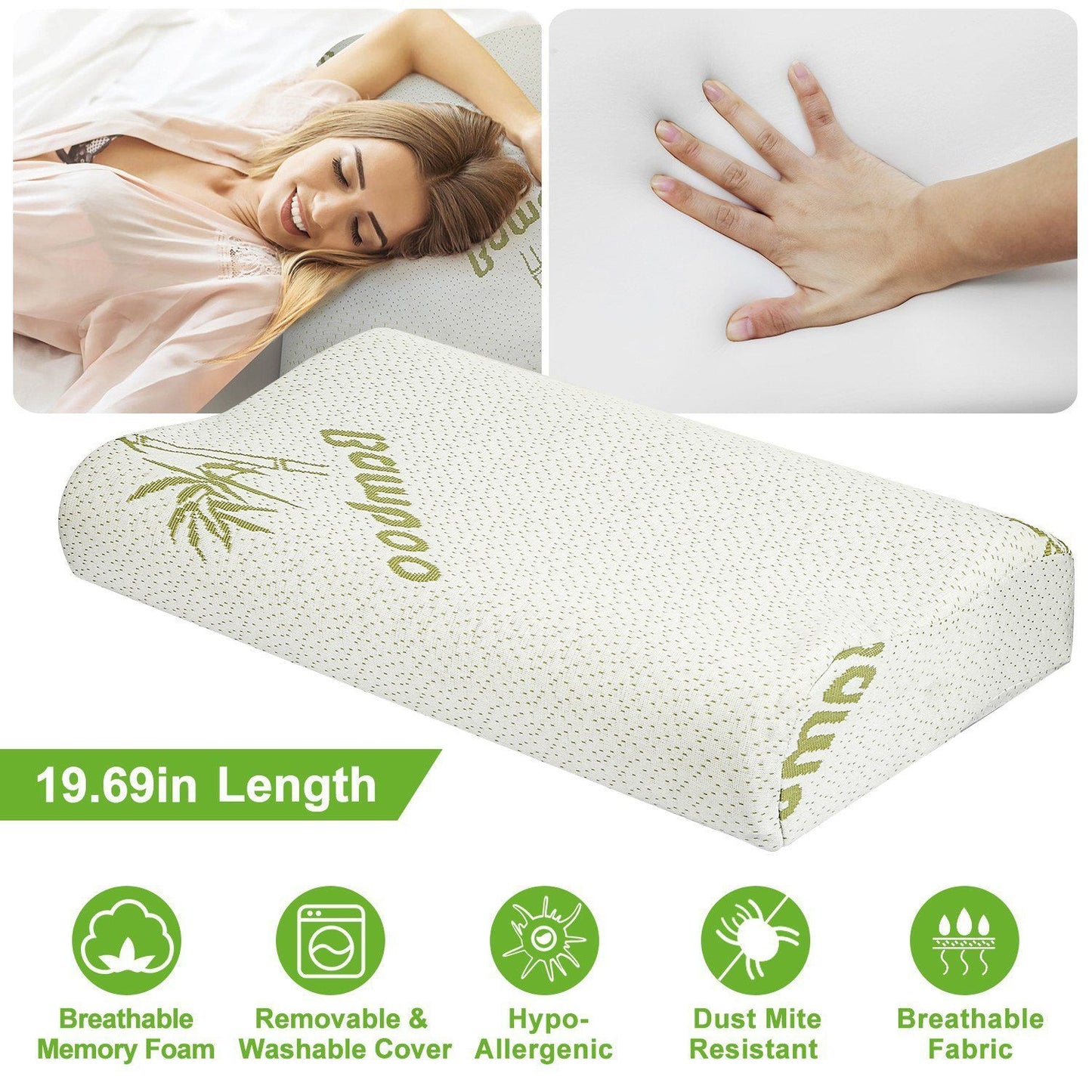 Bamboo Memory Foam Sleep Pillow __stock:150 Bedding Low stock refund_fee:1200