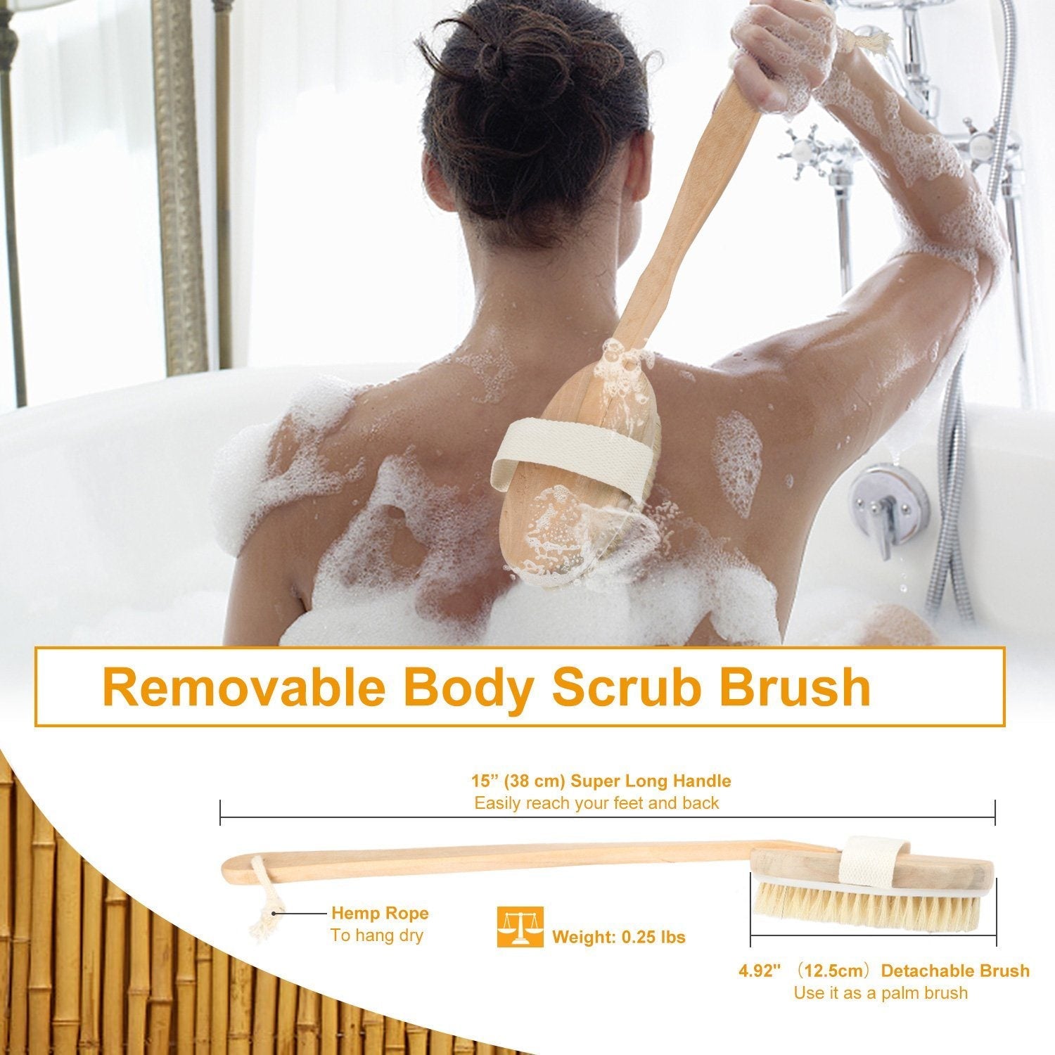 Bath Brush 15" Shower Body Back Scrubber Bath refund_fee:800