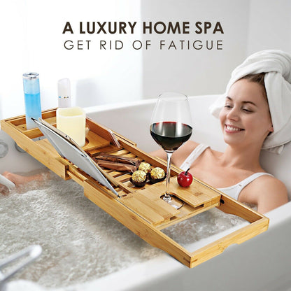 Bathtub Caddy Tray Crafted Bamboo __stock:650 Bath refund_fee:1200