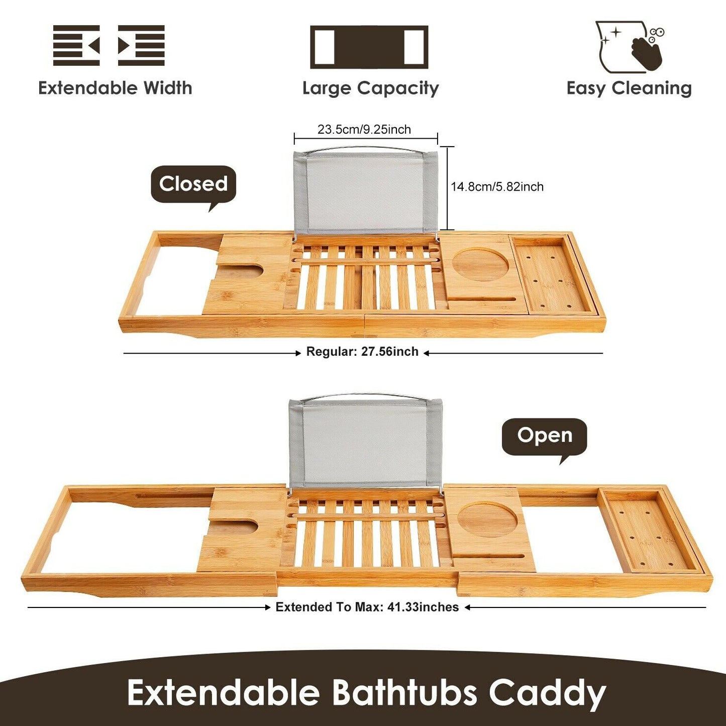 Bathtub Caddy Tray Crafted Bamboo __stock:650 Bath refund_fee:1200