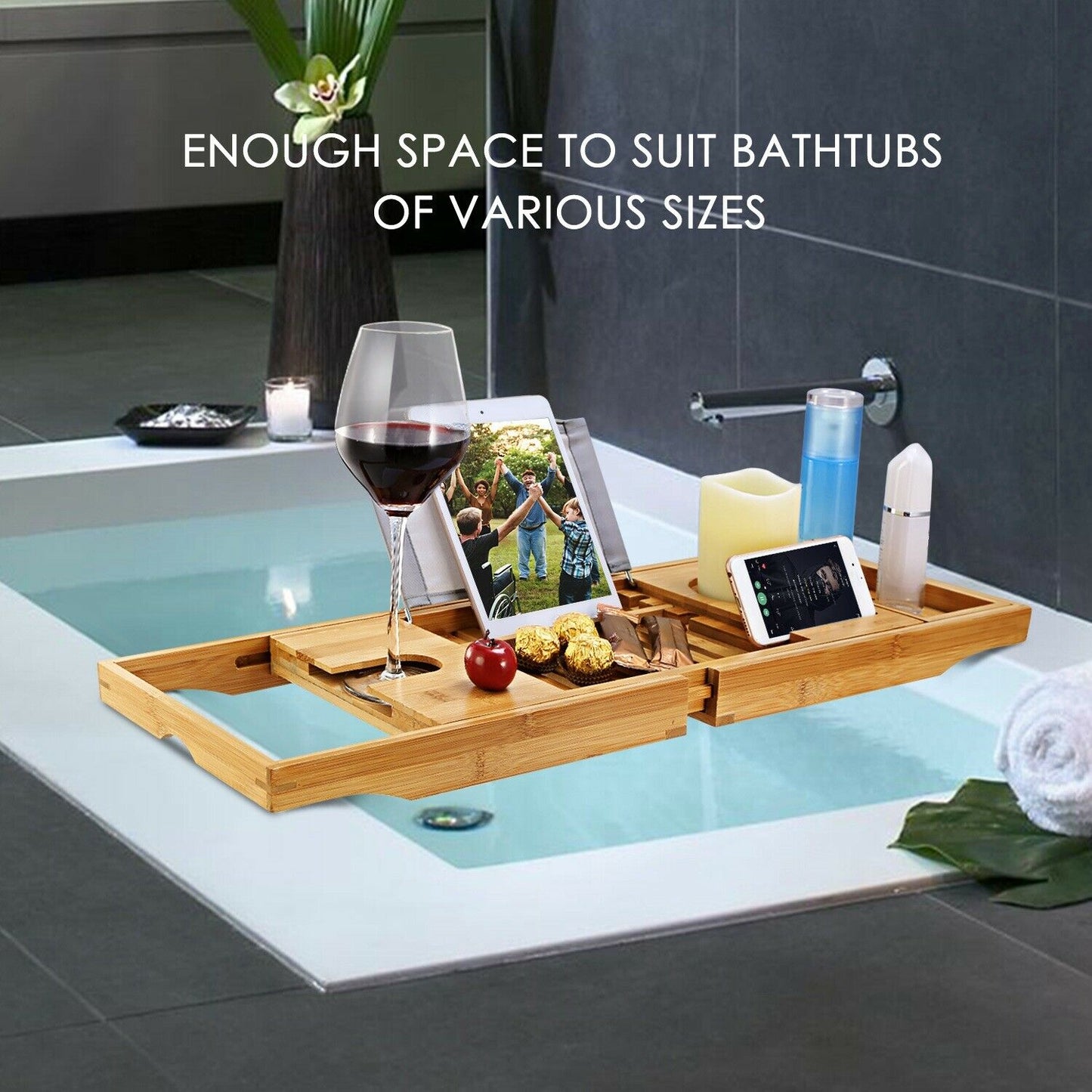 Bathtub Caddy Tray Crafted Bamboo __stock:650 Bath refund_fee:1200