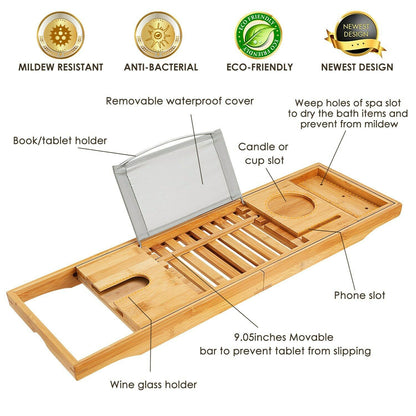 Bathtub Caddy Tray Crafted Bamboo __stock:650 Bath refund_fee:1200