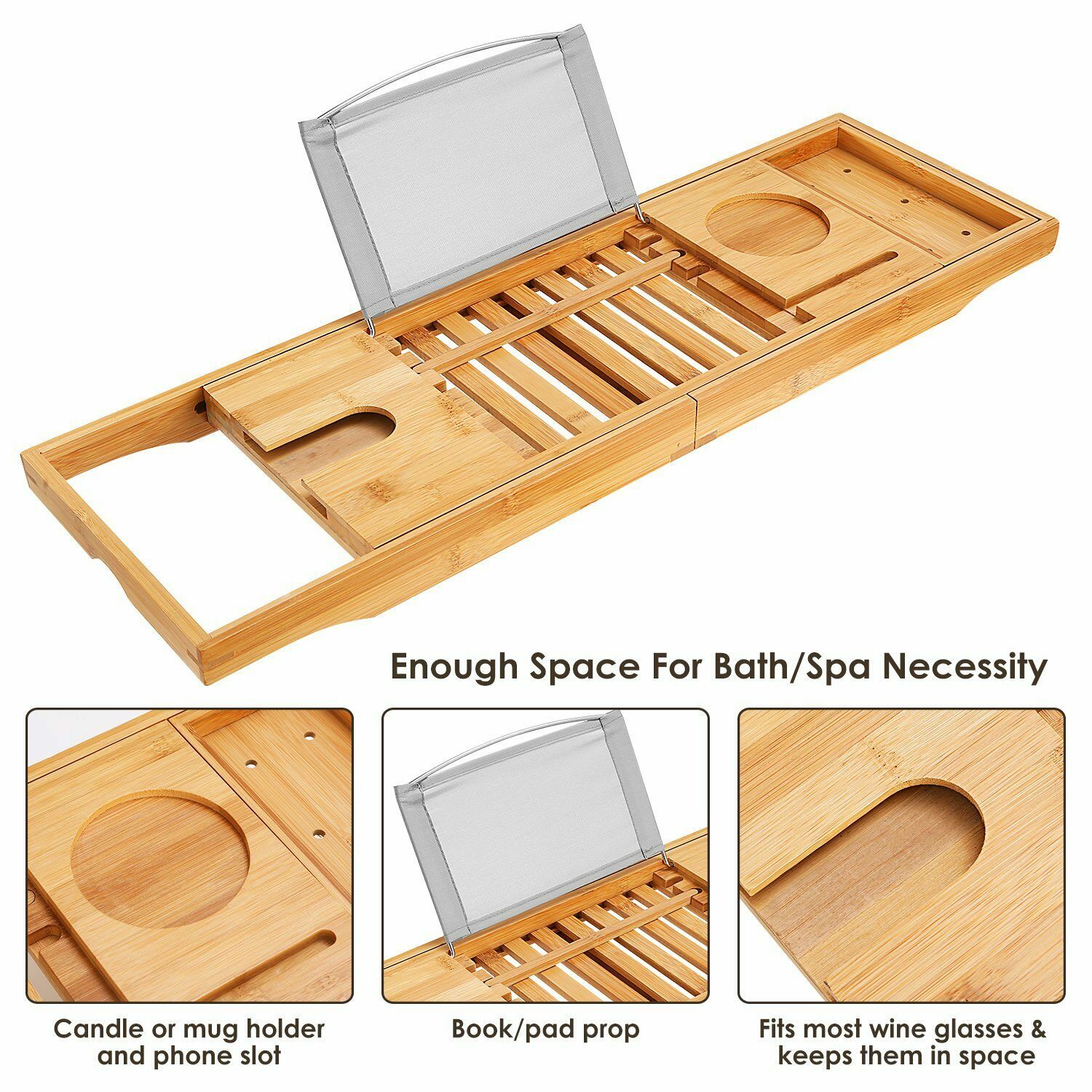 Bathtub Caddy Tray Crafted Bamboo __stock:650 Bath refund_fee:1200