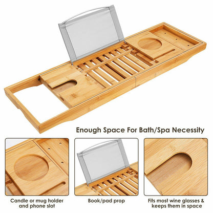 Bathtub Caddy Tray Crafted Bamboo __stock:650 Bath refund_fee:1200