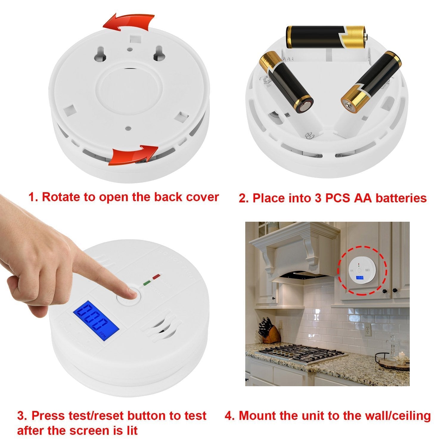 Battery Operated Carbon Monoxide Sensor Alarm Household Appliances refund_fee:1200 Warranty