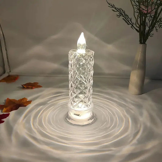 Battery-Powered LED Candle Lamp With Rose Pattern Refraction Halo Projection __stock:200 Indoor Lighting refund_fee:800 Warranty