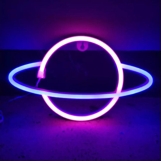 Battery USB LED Neon Light Wall Signs Night Home Decor Planet Pink/Blue __stock:100 Indoor Lighting refund_fee:800 Warranty