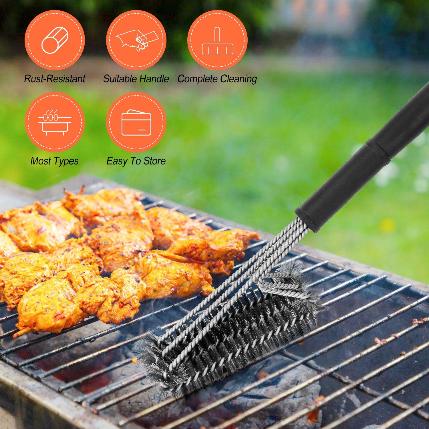 BBQ Grill Cleaning Brush Stainless Steel Kitchen & Dining refund_fee:800