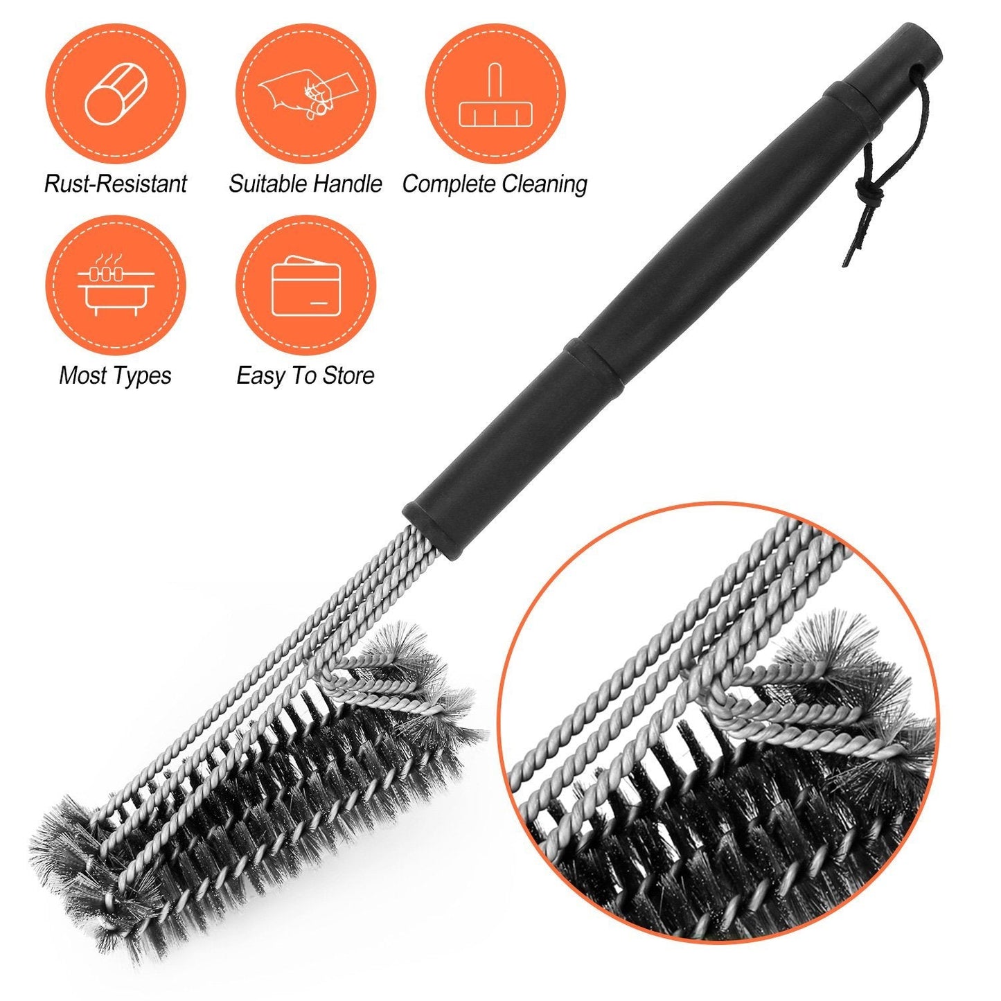 BBQ Grill Cleaning Brush Stainless Steel Kitchen & Dining refund_fee:800