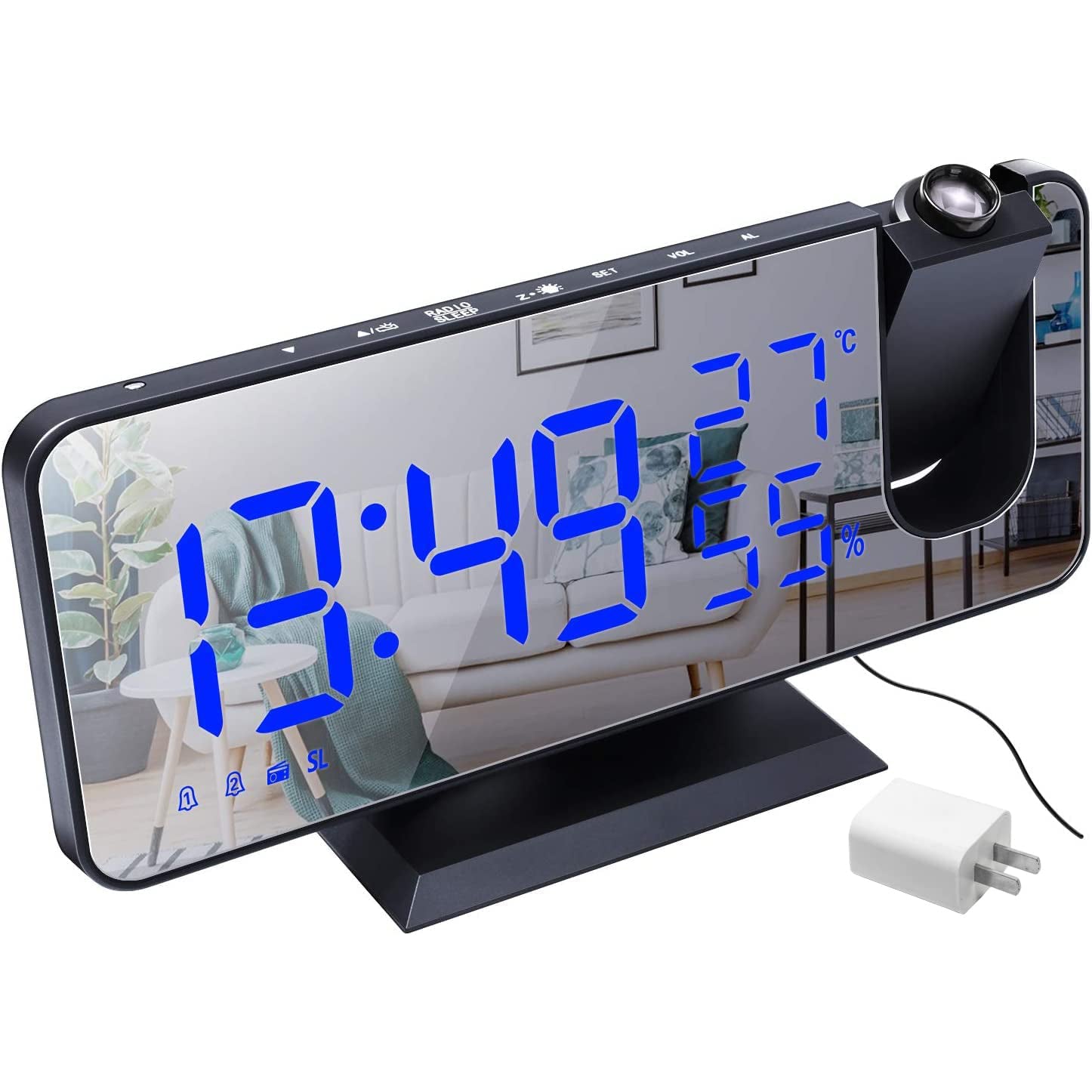 Bedroom Projection Digital Alarm Clock Blue __stock:200 Household Appliances refund_fee:1200 show-color-swatches Warranty