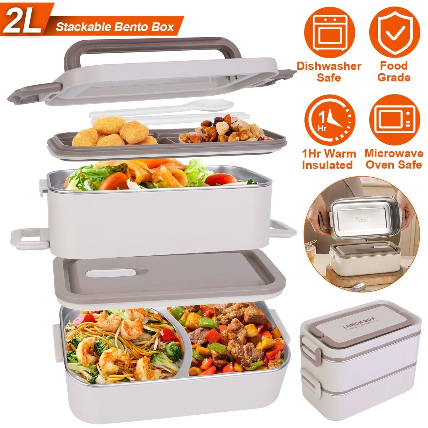 Bento Lunch Box 3 Stackable Food Container with Chopsticks and Spoon __stock:50 Kitchen & Dining Low stock refund_fee:1200