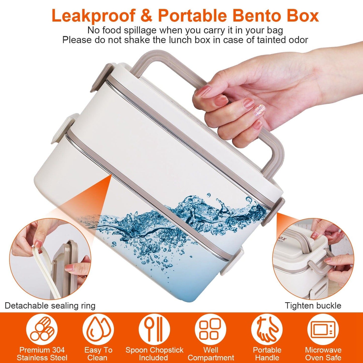 Bento Lunch Box 3 Stackable Food Container with Chopsticks and Spoon __stock:50 Kitchen & Dining Low stock refund_fee:1200