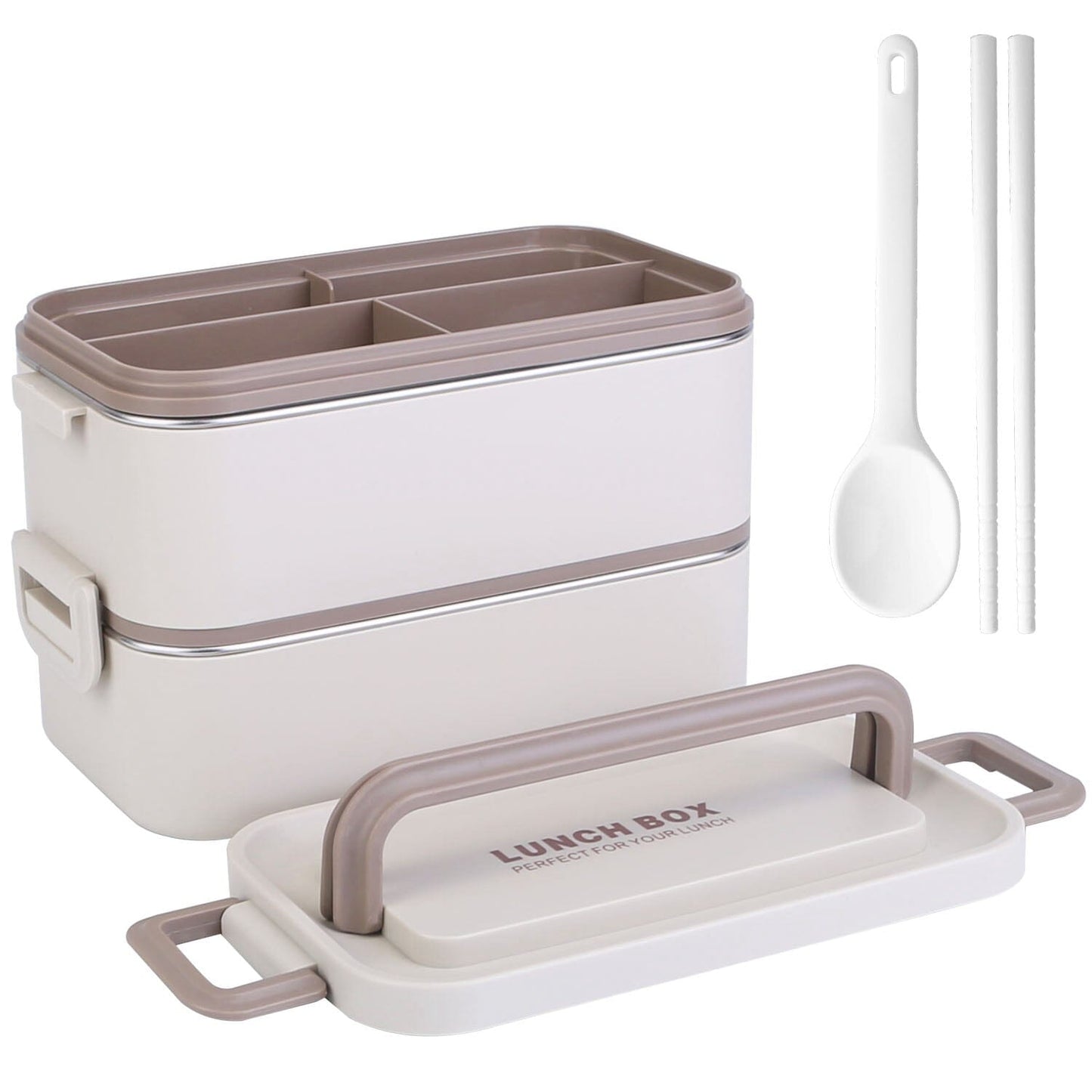 Bento Lunch Box 3 Stackable Food Container with Chopsticks and Spoon __stock:50 Kitchen & Dining Low stock refund_fee:1200