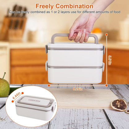 Bento Lunch Box 3 Stackable Food Container with Chopsticks and Spoon __stock:50 Kitchen & Dining Low stock refund_fee:1200