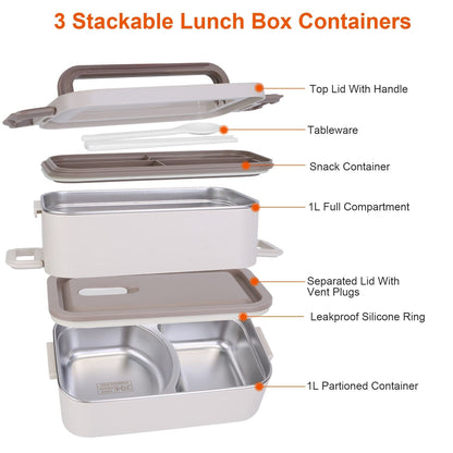 Bento Lunch Box 3 Stackable Food Container with Chopsticks and Spoon __stock:50 Kitchen & Dining Low stock refund_fee:1200