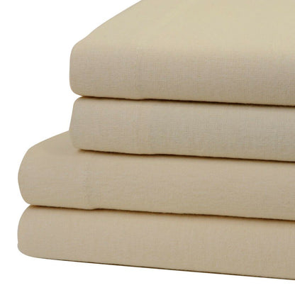 Bibb Home 100% Cotton Solid Flannel Deep Pocket Sheet Set Beige __label2:BOGO 30% OFF __stock:250 Bedding refund_fee:1200