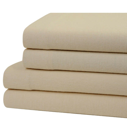 Bibb Home 100% Cotton Solid Flannel Sheet Set Beige __label2:BOGO 30% OFF __stock:250 Bedding refund_fee:1200