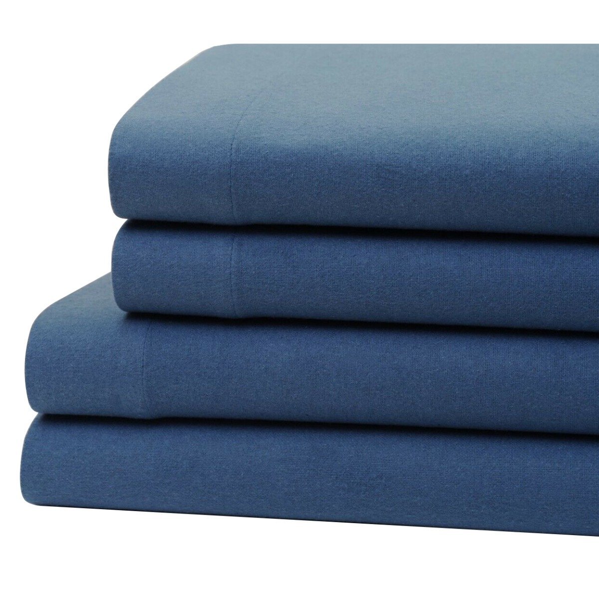 Bibb Home 100% Cotton Solid Flannel Sheet Set Blue __label2:BOGO 30% OFF __stock:250 Bedding refund_fee:1200