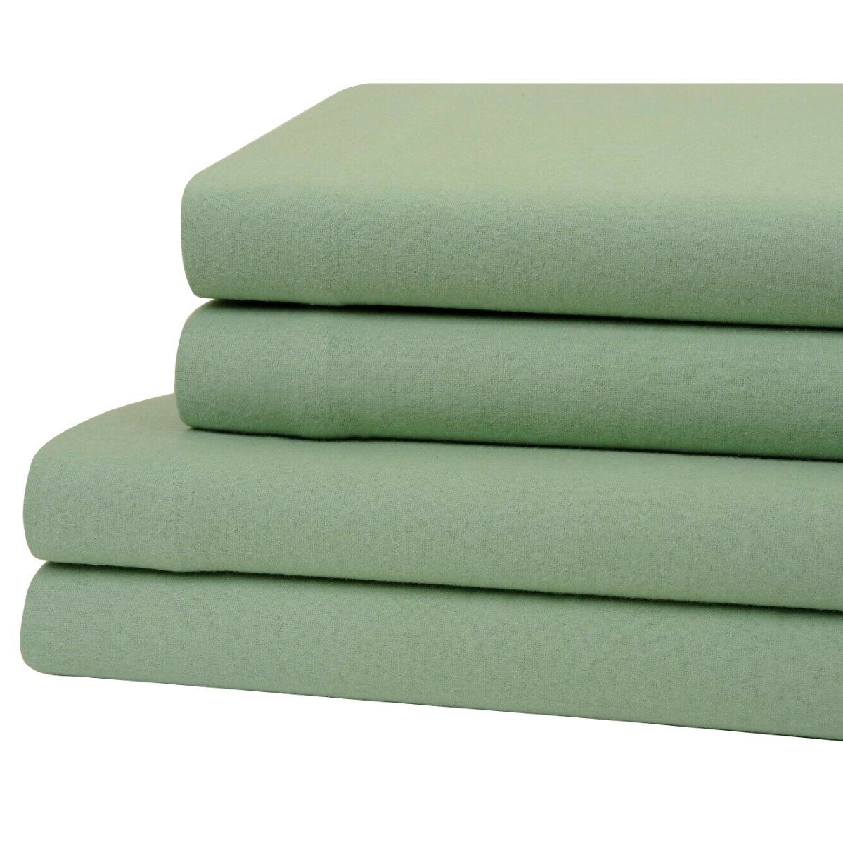 Bibb Home 100% Cotton Solid Flannel Sheet Set Sage __label2:BOGO 30% OFF __stock:250 Bedding refund_fee:1200