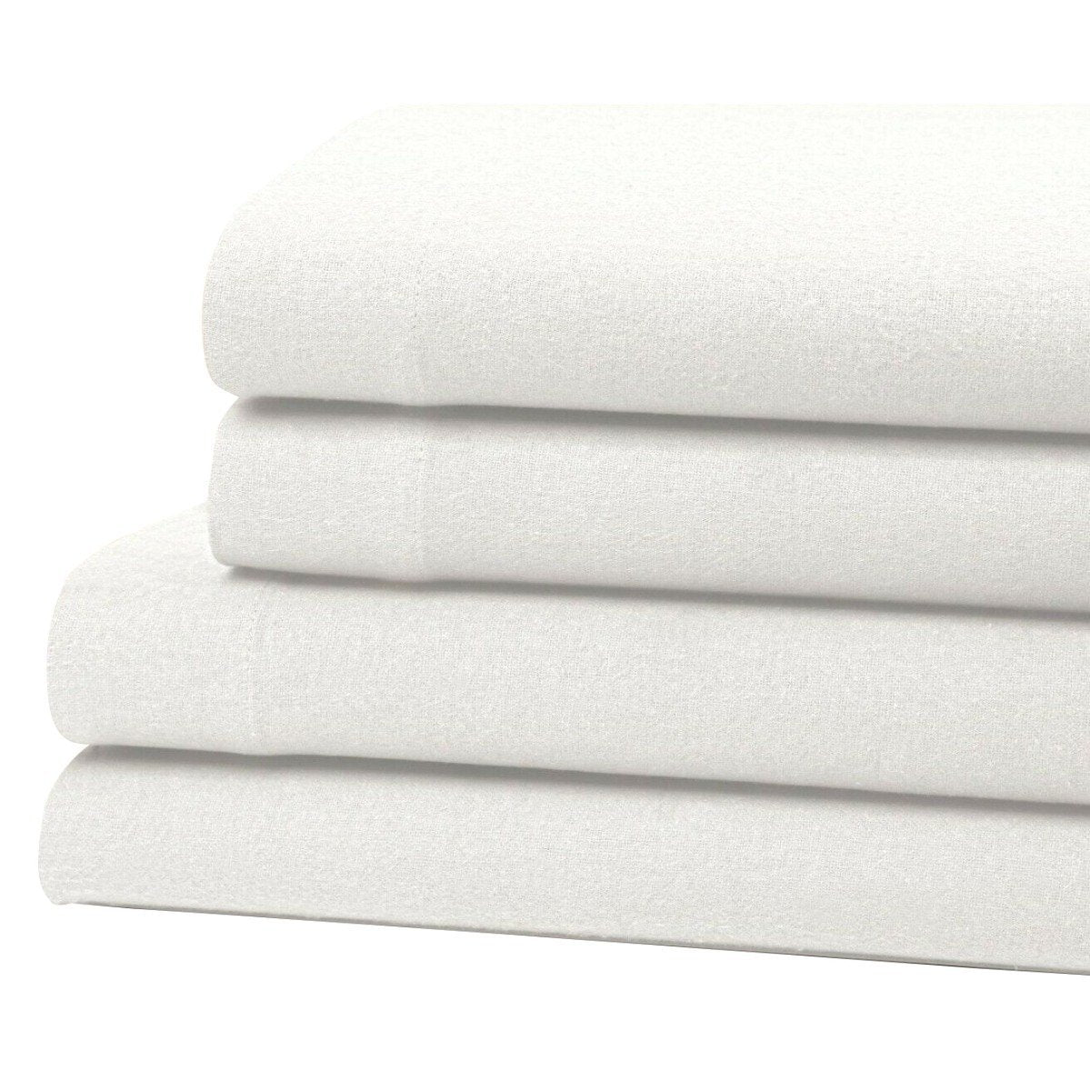 Bibb Home 100% Cotton Solid Flannel Sheet Set White __label2:BOGO 30% OFF __stock:250 Bedding refund_fee:1200