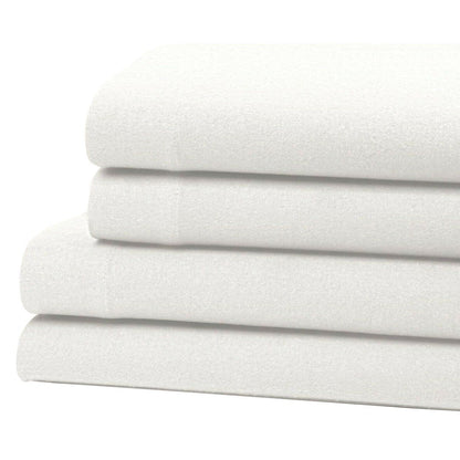 Bibb Home 100% Cotton Solid Flannel Sheet Set White __label2:BOGO 30% OFF __stock:250 Bedding refund_fee:1200