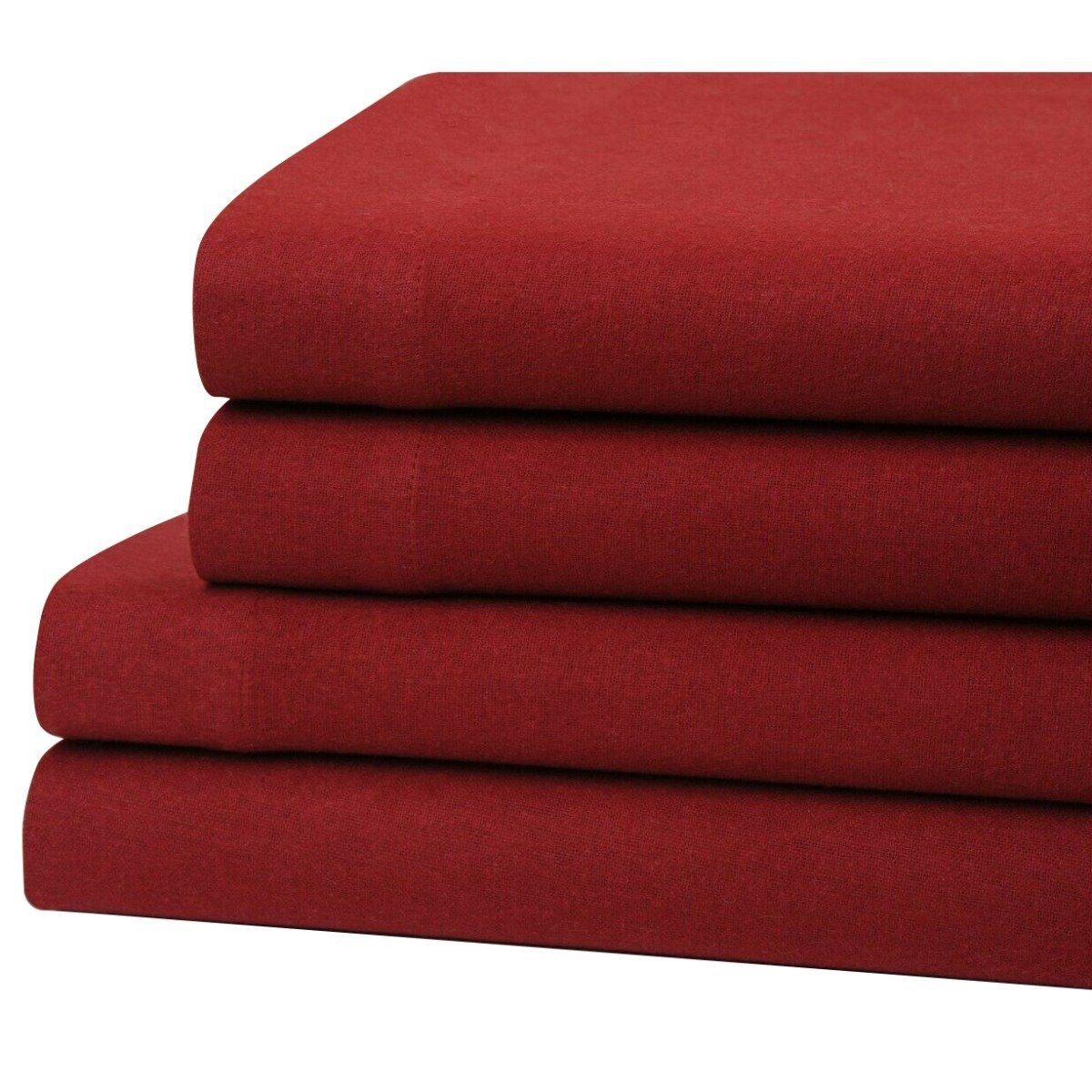 Bibb Home 100% Cotton Solid Flannel Sheet Set Wine __label2:BOGO 30% OFF __stock:250 Bedding refund_fee:1200