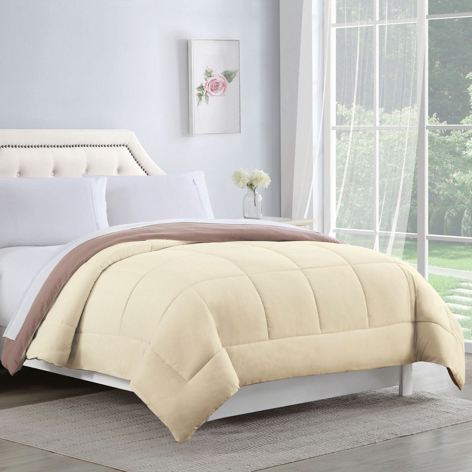 Bibb Home 2-Tone Down Alternative Reversible Comforter Ivory/Taupe __label2:BOGO 30% OFF Bedding refund_fee:1200