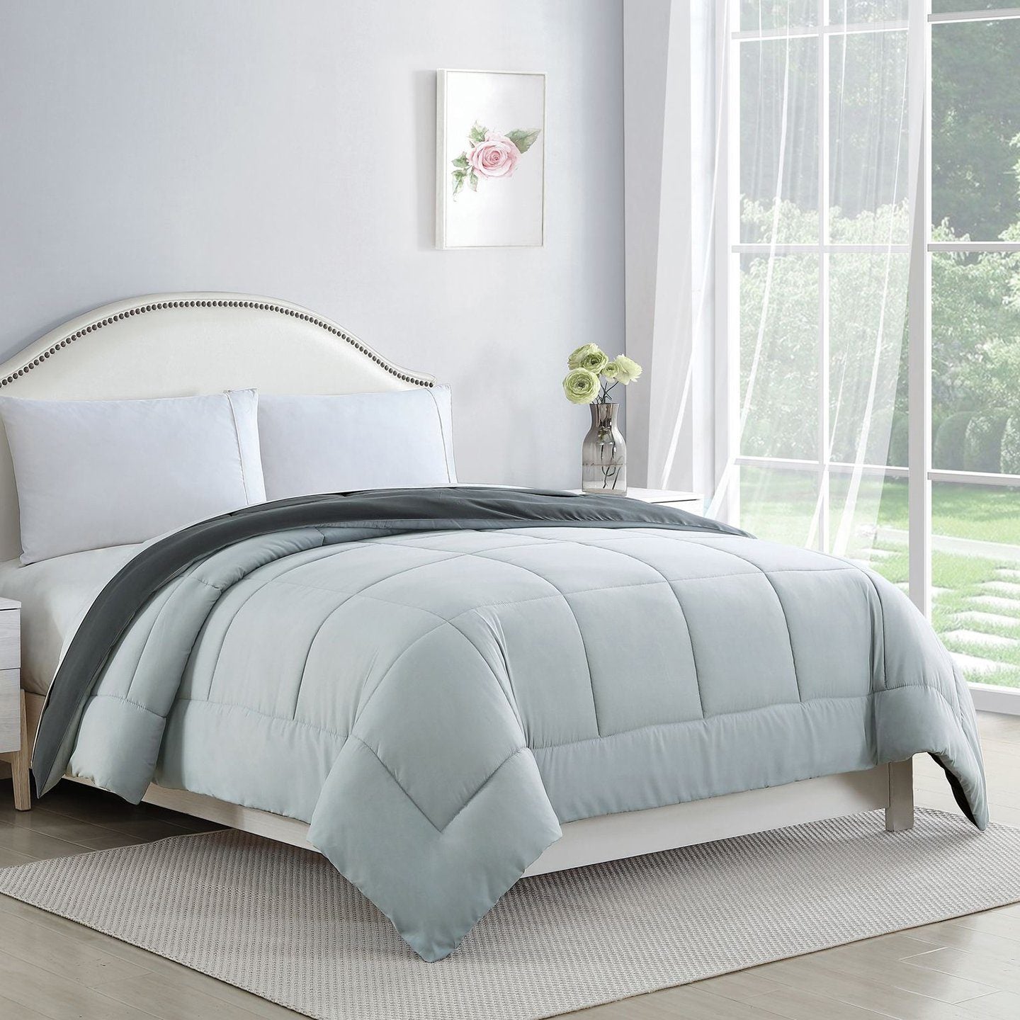 Bibb Home 2-Tone Down Alternative Reversible Comforter Silver/Gray __label2:BOGO 30% OFF Bedding refund_fee:1200