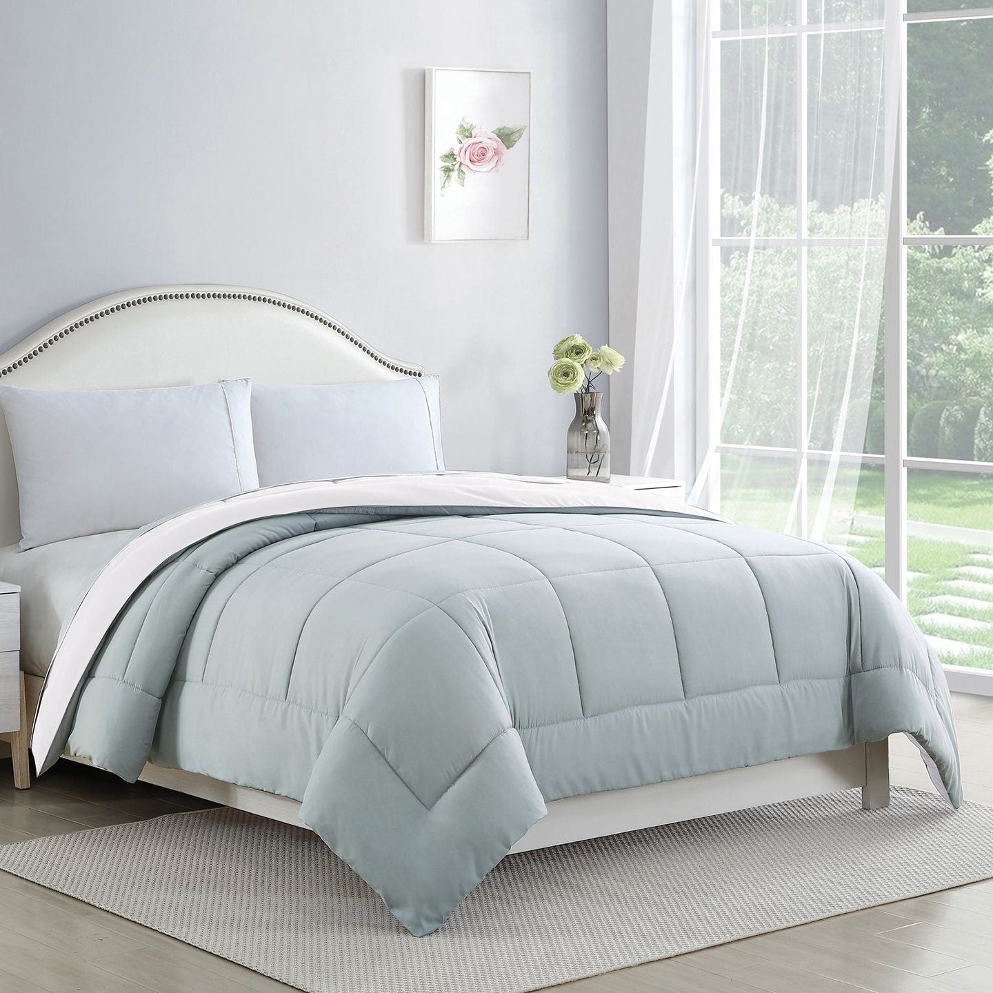 Bibb Home 2-Tone Down Alternative Reversible Comforter Silver/White __label2:BOGO 30% OFF Bedding refund_fee:1200