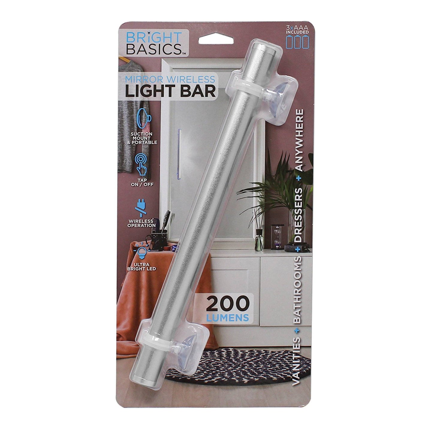 Bright Basics Wireless Light Bar for Mirrors Indoor Lighting refund_fee:800 Warranty