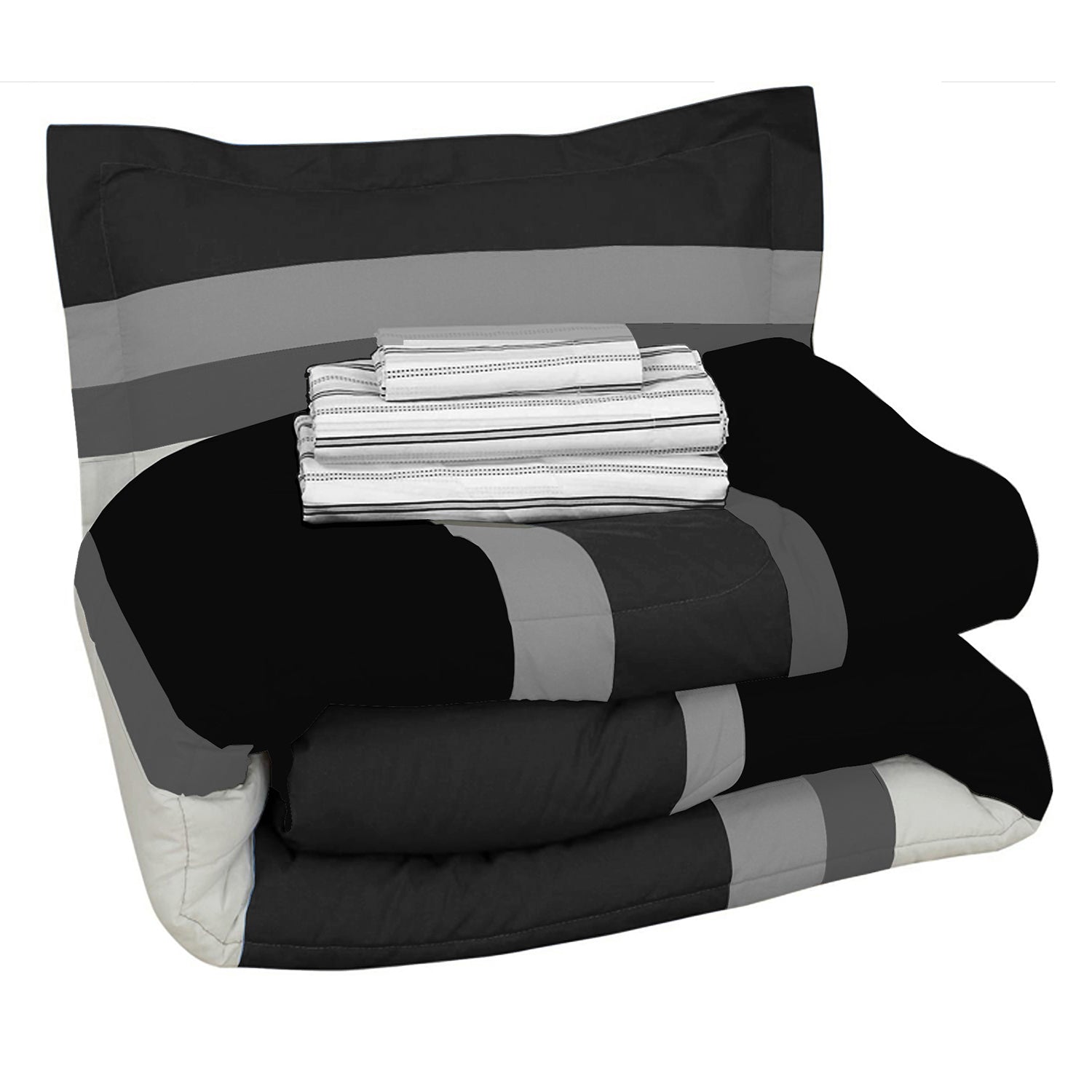 Brooklyn Flat Rugby Stripe Bed-in-a-Bag Set __label2:BOGO 30% OFF __stock:100 Bedding refund_fee:1800