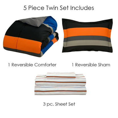 Brooklyn Flat Rugby Stripe Bed-in-a-Bag Set __label2:BOGO 30% OFF __stock:100 Bedding refund_fee:1800