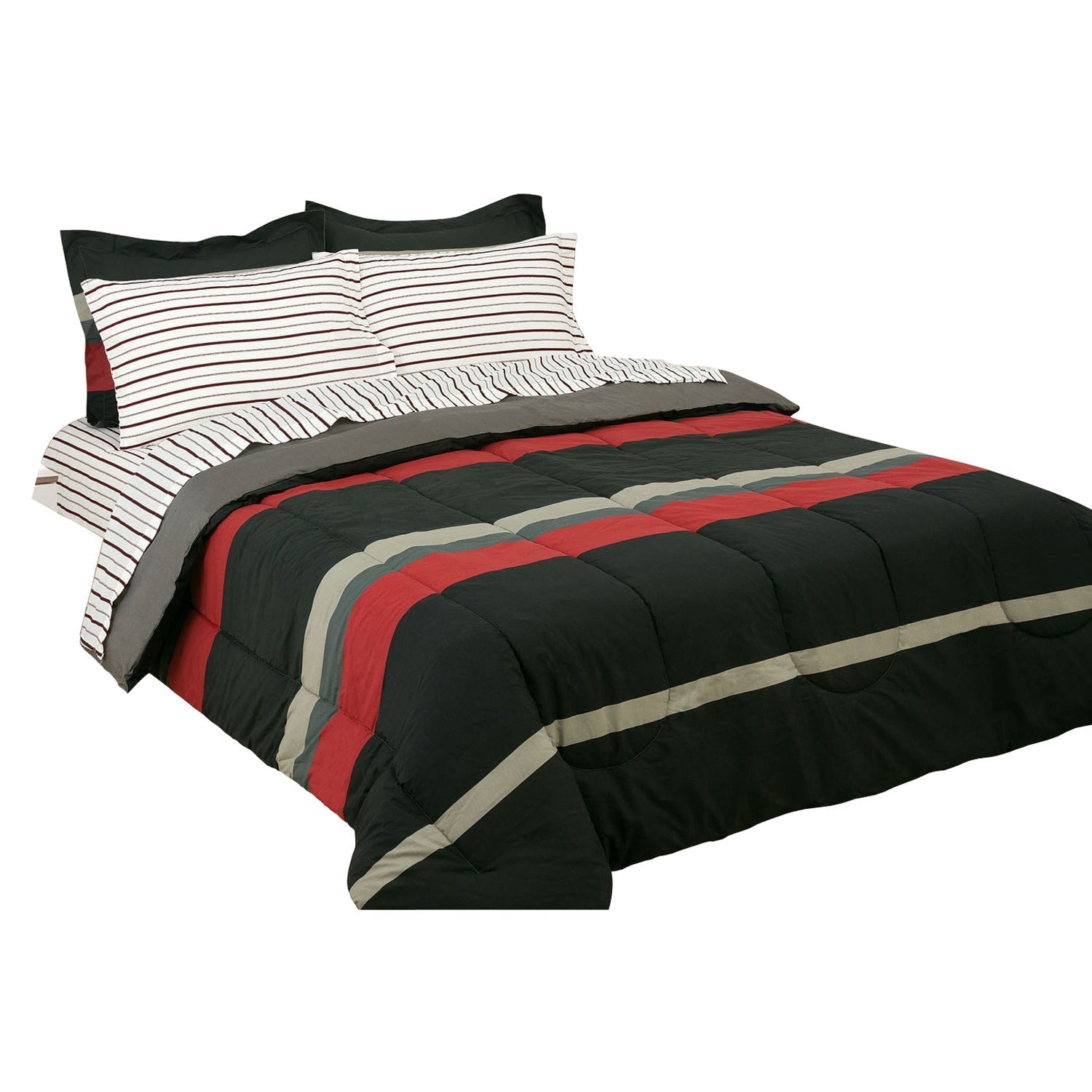 Brooklyn Flat Rugby Stripe Bed-in-a-Bag Set __label2:BOGO 30% OFF __stock:100 Bedding refund_fee:1800