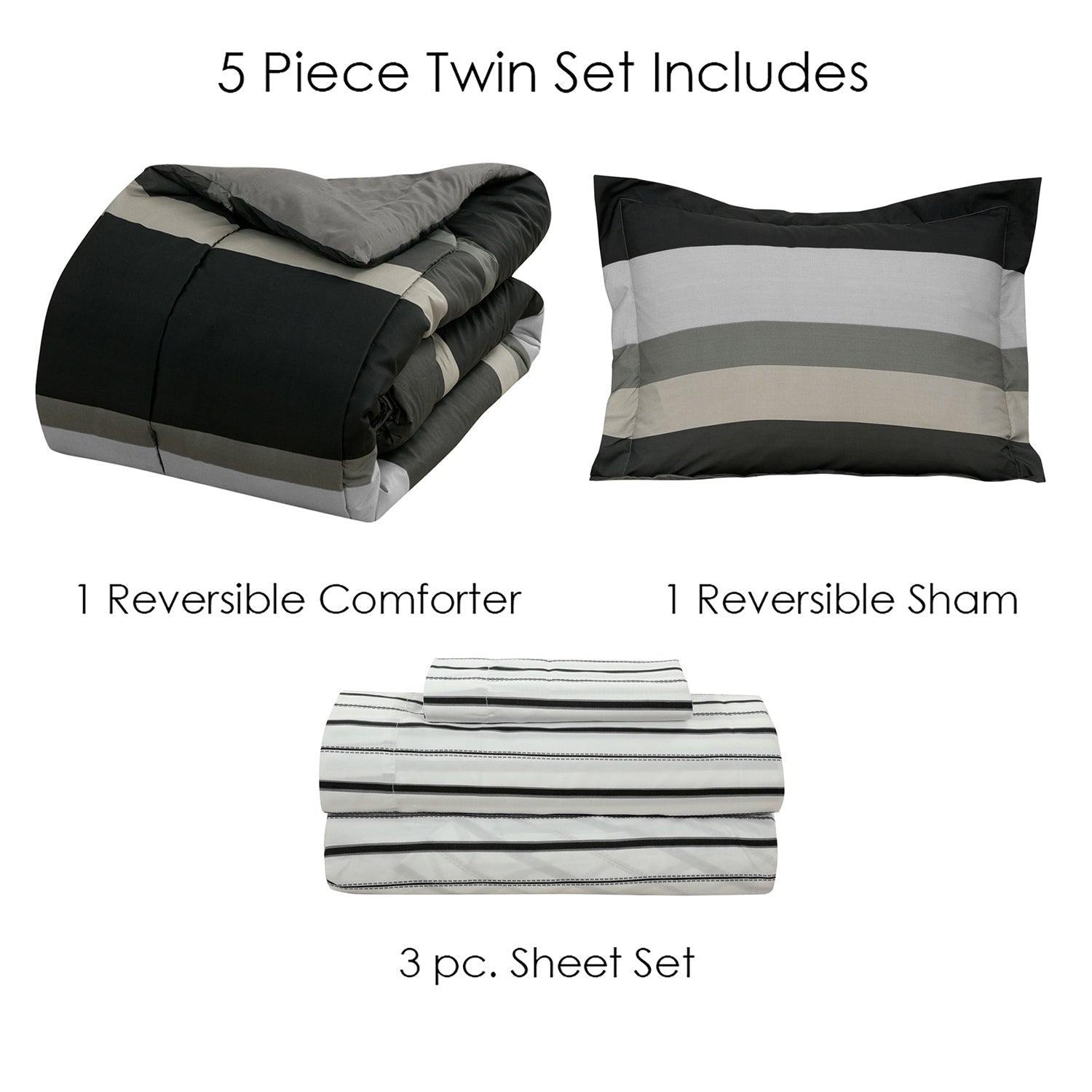 Brooklyn Flat Rugby Stripe Bed-in-a-Bag Set __label2:BOGO 30% OFF __stock:100 Bedding refund_fee:1800