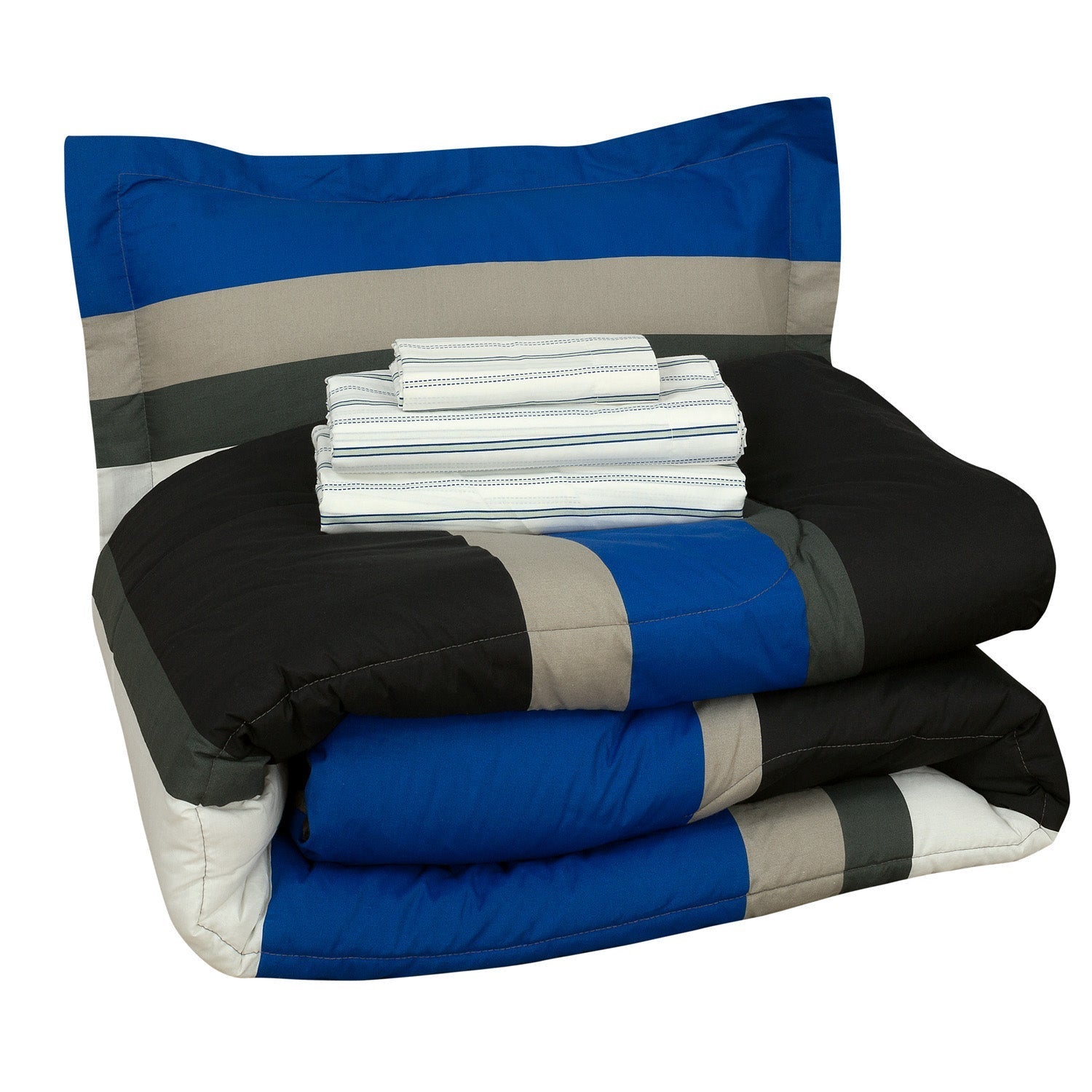 Brooklyn Flat Rugby Stripe Bed-in-a-Bag Set __label2:BOGO 30% OFF __stock:100 Bedding refund_fee:1800