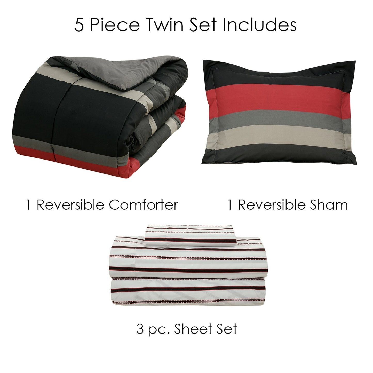 Brooklyn Flat Rugby Stripe Bed-in-a-Bag Set __label2:BOGO 30% OFF __stock:100 Bedding refund_fee:1800