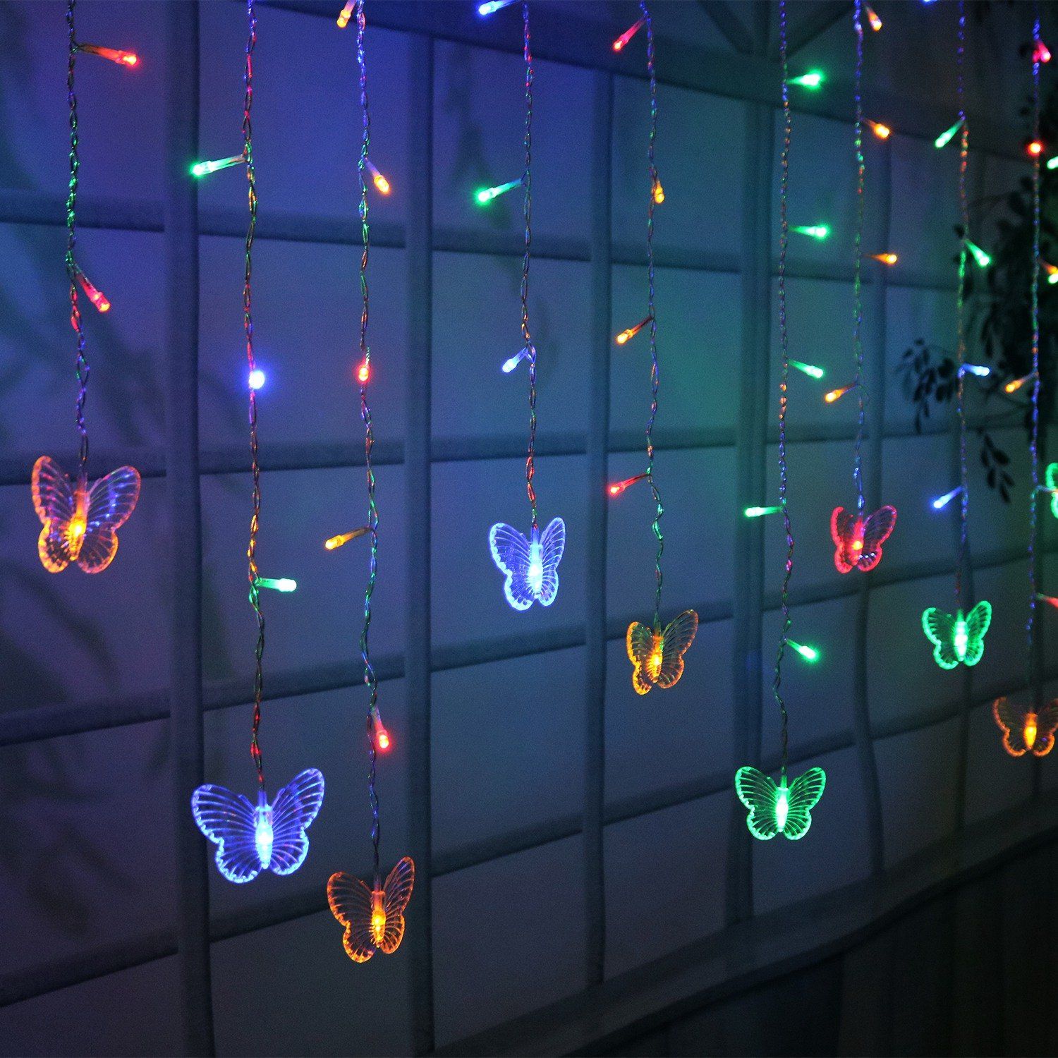 Butterfly Curtain String Lights USB Powered with 8 Modes 96 LED Remote Control __stock:50 Low stock refund_fee:1800 String & Fairy Lights Warranty