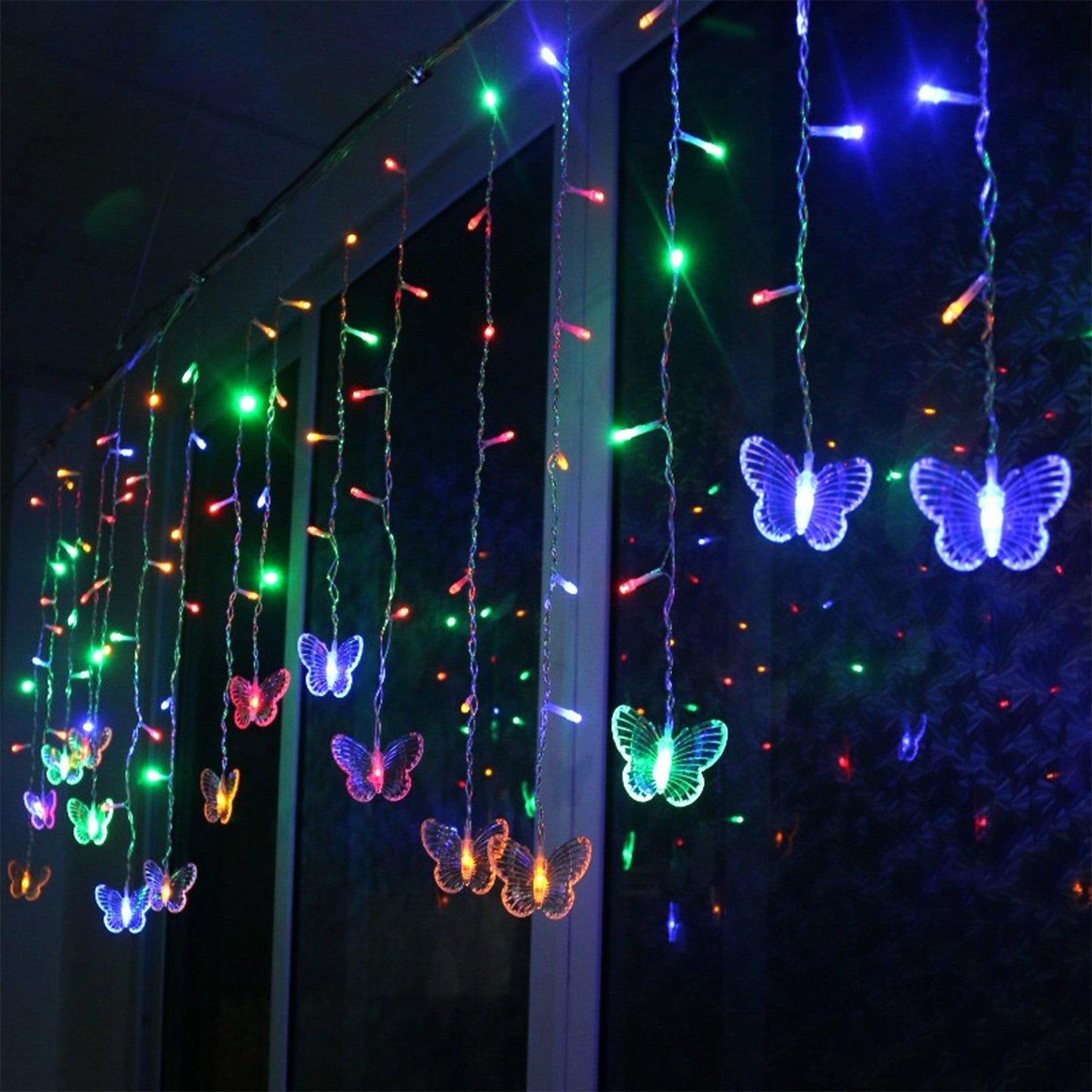 Butterfly Curtain String Lights USB Powered with 8 Modes 96 LED Remote Control __stock:50 Low stock refund_fee:1800 String & Fairy Lights Warranty