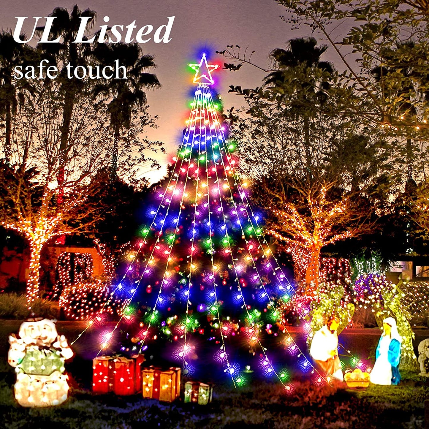 Christmas String Lights with 317 LED Star Hanging Twinkle Fairy Curtain Lights __stock:50 Holiday Decor & Apparel refund_fee:1800 Warranty