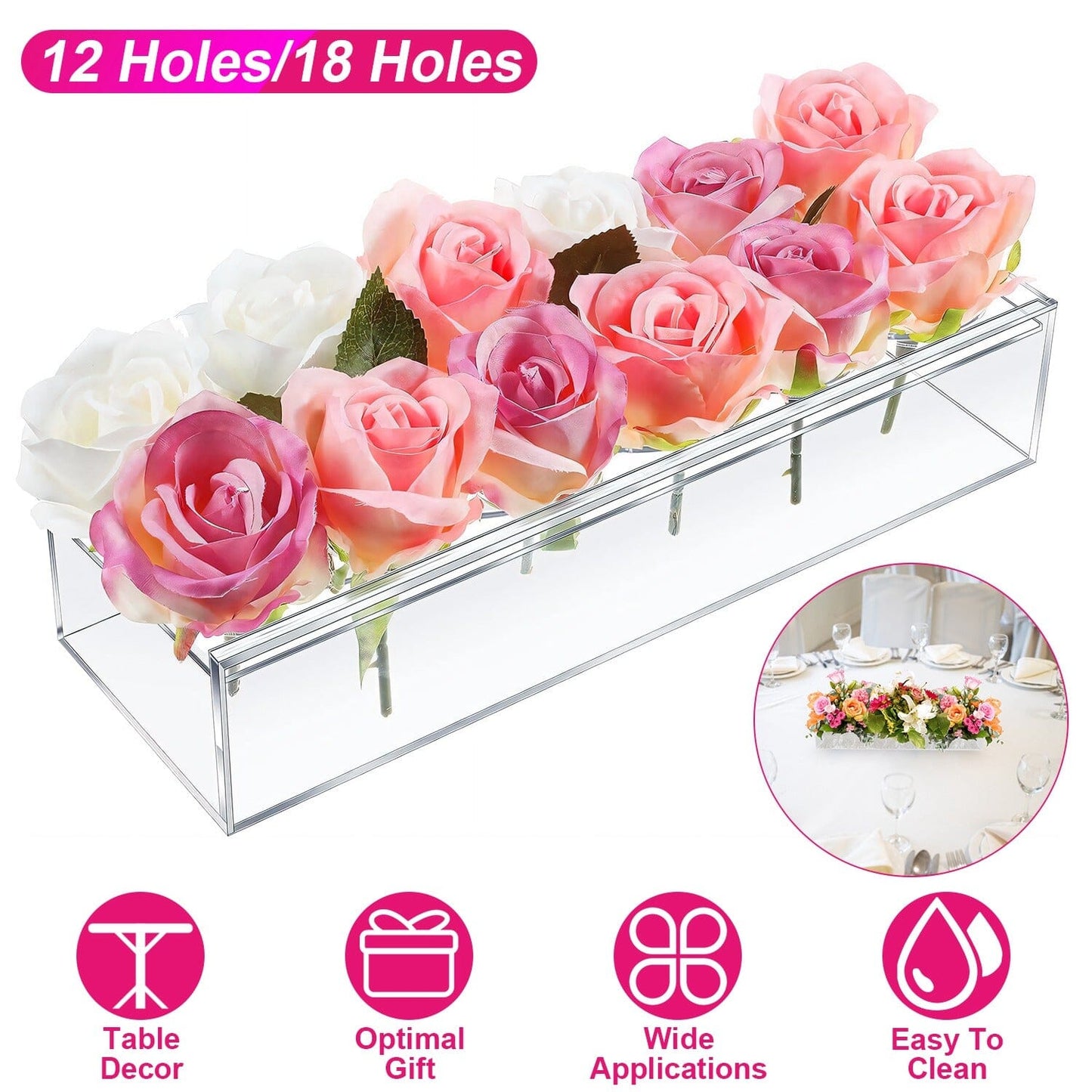 Clear Acrylic Flower Vase for Table Decoration Modern Flower Holder __stock:50 Furniture and Décor refund_fee:1200