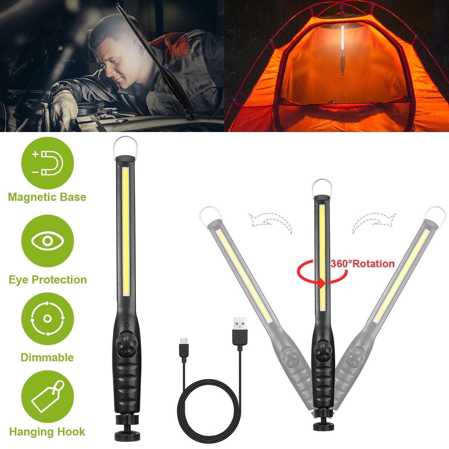 COB Work Light IPX4 Handheld Emergency LED Lamp Low stock Outdoor Lighting refund_fee:1200 Warranty