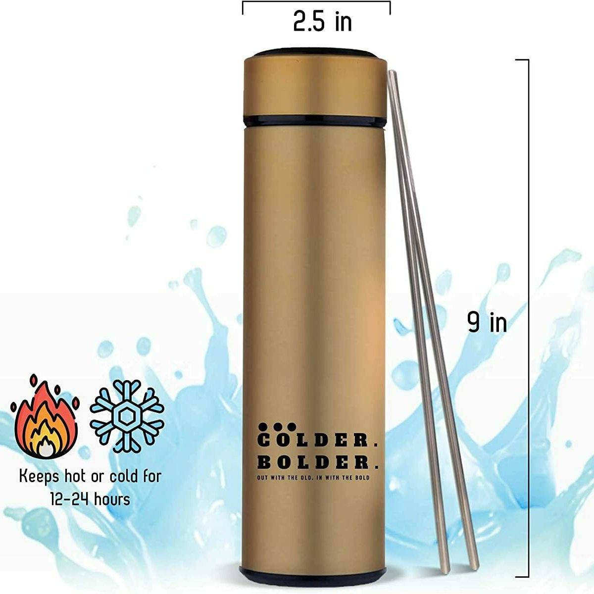 Colder Bolder Stainless Steel Double Wall Vacuum Insulated Reusable Water Bottle __stock:150 Kitchen & Dining Low stock refund_fee:800